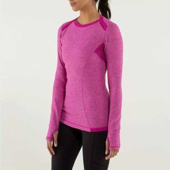 Lululemon Base Runner Long Sleeve 4 Raspberry Pink Rulu Soft Plush Textured - Picture 1 of 6